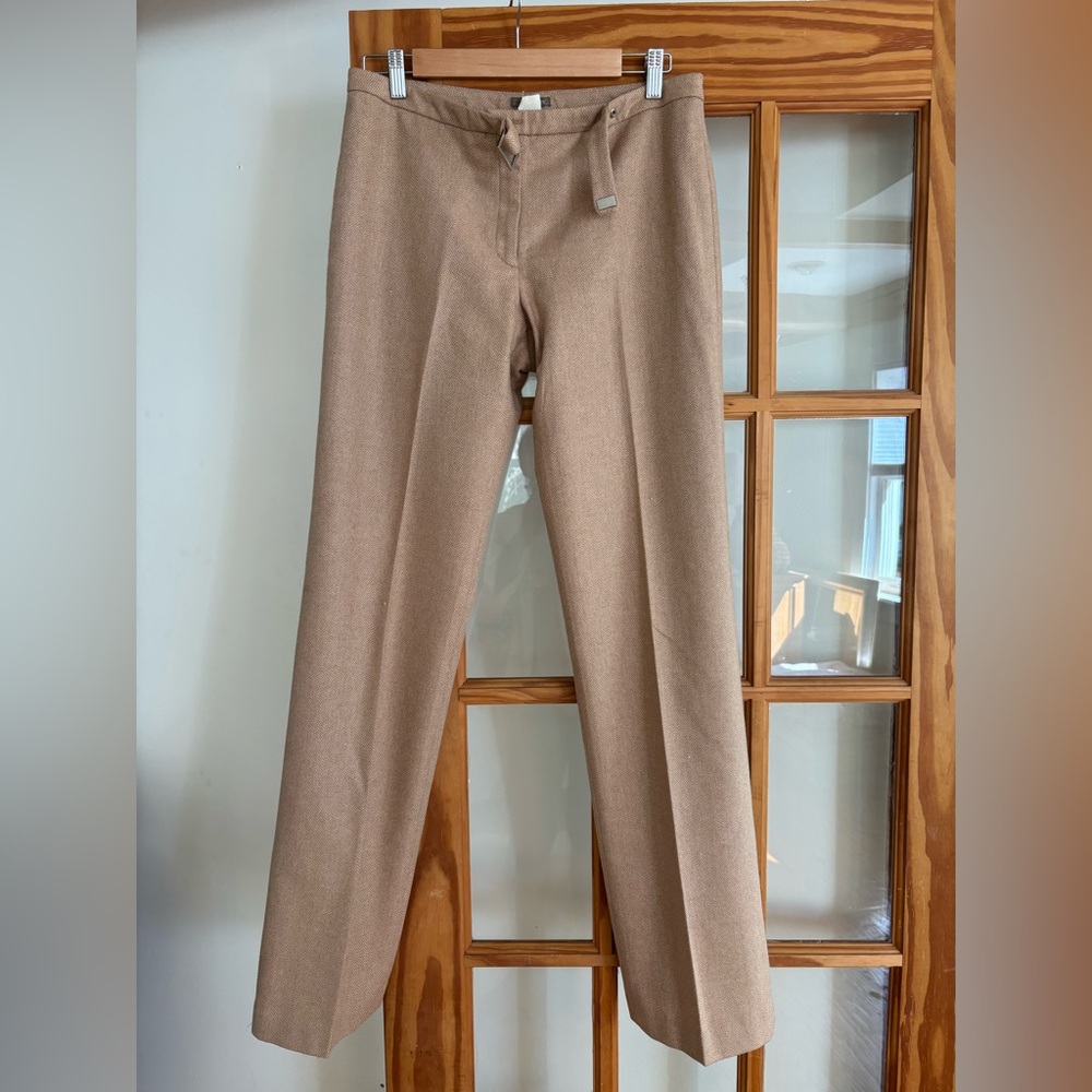 J.Crew Wool Blend tweed lined trousers pants size 8L Tan